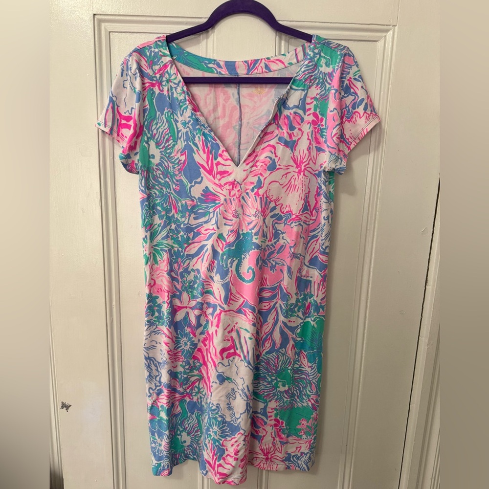 Lilly Pulitzer Sophiletta dress size L viva la Lilly print